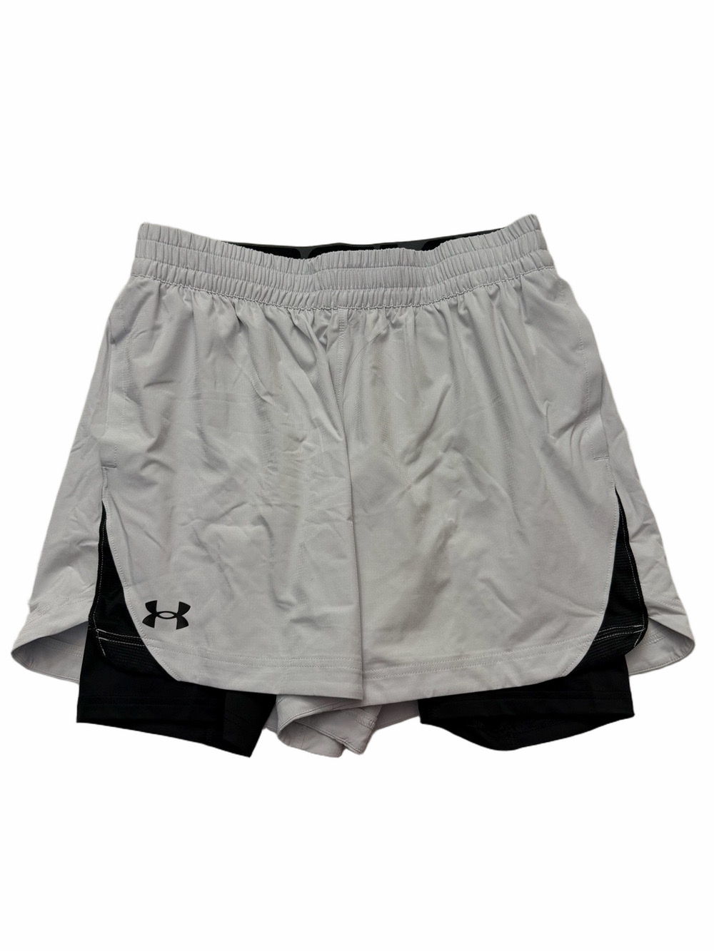 NEW Under Armour Gray and Black 2-in-1 Athletic Activeweat Shorts Men Large